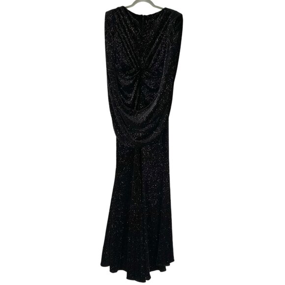 Talbot Runhof Black Metallic Eternity-Sleeve Velvet Gown - Picture 4 of 11